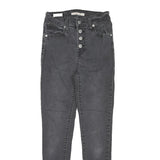 LEVI'S Womens Black Regular Skinny Denim Raw W26 L26 Button Fly Jeans