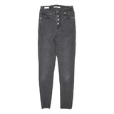 LEVI'S Womens Black Regular Skinny Denim Raw W26 L26 Button Fly Jeans