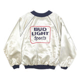 L.A AIR LINE Mens White & Navy Bud Light Sports Satin Zip Jacket XL