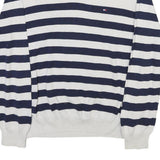 TOMMY HILFIGER Mens White & Navy Striped Pattern V-Neck Basic Knit M Jumper