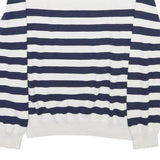 TOMMY HILFIGER Mens White & Navy Striped Pattern V-Neck Basic Knit M Jumper