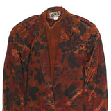 OLLIE Womens Brown & Black Floral Jacket M Polyester Blend Button Closure