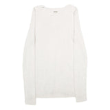 CALVIN KLEIN JEANS Womens White Plain Cotton Blend Jumper Scoop Neck Basic Knit