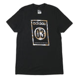 ADIDAS Mens Black Graphic T-Shirt S Short Sleeve Crew Neck Cotton Blend