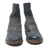 Womens Grey Brown Ankle Boots Synthetic UK 7 Stylish Buckle Strap Low Heel