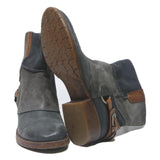 Womens Grey Brown Ankle Boots Synthetic UK 7 Stylish Buckle Strap Low Heel