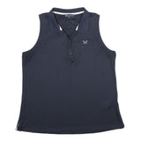 CREW CLOTHING Womens Navy Sleeveless Polo Shirt UK 14 Casual Summer Top