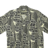 CREATION MANOR Mens Black & Cream Casual Shirt XL Patterned Cotton Blend Summer