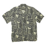 CREATION MANOR Mens Black & Cream Casual Shirt XL Patterned Cotton Blend Summer