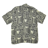 CREATION MANOR Mens Black & Cream Casual Shirt XL Patterned Cotton Blend Summer