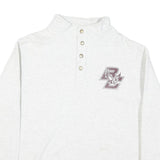 LEAGUE Mens White Pullover Sweatshirt L Button Neck Logo Casual Cotton Blend