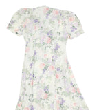 ALLEGRA Womens Cream Floral Day Polyester Dress Midi M Button V-Neck