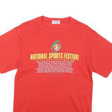 NISHI Mens Red National Sports Festival Graphic T-Shirt L Short Sleeve Crew Neck