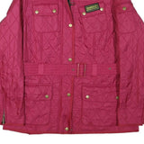 BARBOUR INTERNATIONAL Womens Red Quilted Jacket UK 16 Polyester Blend Zip