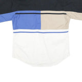 PLAINS Mens Black & Beige & Blue & White Cotton Shirt L Colourblock Button