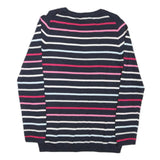 TOMMY HILFIGER Womens Navy Blue & Pink Patterned Jumper V-Neck M Cotton Blend