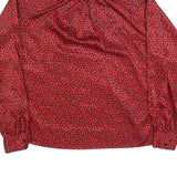 DANA ALEXANDER Womens Red & Black Printed Blouse Long Sleeve Button Neck M