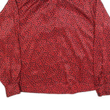 DANA ALEXANDER Womens Red & Black Printed Blouse Long Sleeve Button Neck M