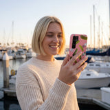 Bubblegum Pink Pickle Party Samsung Galaxy S25 Case - Lifestyle photo showing phone case in use