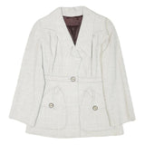 SIDWALL Womens White Wool Blend Fashion Jacket S Woven Button Closure Stylish