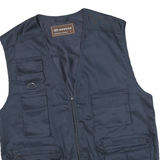 ZOTENO Mens Navy Blue Utility Cotton Blend Vest Jacket L Multi Pocket Zip