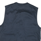 ZOTENO Mens Navy Blue Utility Cotton Blend Vest Jacket L Multi Pocket Zip