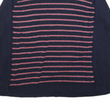 BONMARCHE Womens Navy Blue & Pink Striped Plain Jumper Round Neck Basic Knit 2XL