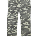 Mens Lined Cotton Blend Regular Fit Grey Camouflage Cargo Trousers W28 L28
