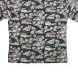 CAMPIA Mens Navy Blue Red Vintage Car Print Shirt M Lightweight Holiday Beach