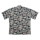 CAMPIA Mens Navy Blue Red Vintage Car Print Shirt M Lightweight Holiday Beach