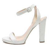 GUESS Womens High Block Heel Sandals White Leather UK 7 Classic Elegant