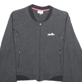 ELLESSE Womens Charcoal Bomber Jacket L Cotton Blend Plain Zip Casual Sportswear