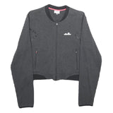 ELLESSE Womens Charcoal Bomber Jacket L Cotton Blend Plain Zip Casual Sportswear