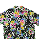 RASPBERRY Womens Black & White Polka Dot Floral Printed Shirt Short Sleeve