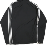 ADIDAS Womens Black & White Athletic Jacket UK 18 Polyester Blend Zip Hooded