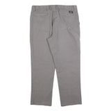 DICKIES Mens Cotton Blend Grey Regular Fit Straight Trousers W36 L30 Workwear