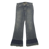 MNG Womens Jeans Blue Regular Flared Denim Medium W25 L31 Frayed Hem