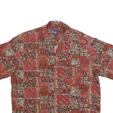 HIGH SIERRA Mens Red Patterned Linen Blend Shirt L Casual Summer Short Sleeve