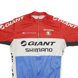 SKODA Mens Red & White & Blue Cycling Jersey L Short Sleeve Zip Up Sportswear