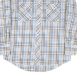 WRANGLER Mens Blue & Beige Check Shirt L Long Sleeve Western Casual Button