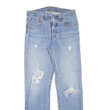 LEVI'S 501 Womens Jeans Blue Regular Straight Denim Light W28 L28 Distressed