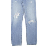 LEVI'S 501 Womens Jeans Blue Regular Straight Denim Light W28 L28 Distressed