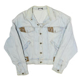 DRIVER Mens Light Blue Cotton Denim Jacket L Button Plain Casual Wear