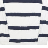 TOMMY JEANS Mens White & Navy Stripe Plain Cotton Blend Crew Neck Basic Knit
