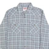 WRANGLER Mens Blue Grey Check Shirt M Cotton Blend Long Sleeve Casual