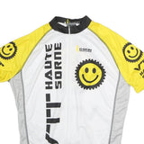 G-SKIN Mens White & Yellow Cycling T-Shirt M Short Sleeve Crew Neck VTT Haute