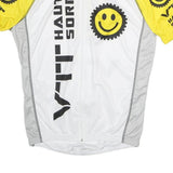 G-SKIN Mens White & Yellow Cycling T-Shirt M Short Sleeve Crew Neck VTT Haute