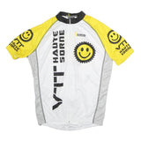 G-SKIN Mens White & Yellow Cycling T-Shirt M Short Sleeve Crew Neck VTT Haute