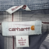 Carhartt Checked Short Sleeve Shirt - Large Blue Cotton