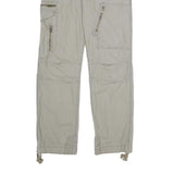 LOGG Mens Cotton Beige Regular Cargo Trousers W34 L34 Zip Pocket Detail